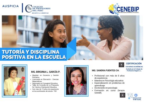 CURSO DE ESPECIALIZACIÓN: TUTORÍA Y DISCIPLINA POSITIVA EN LA ESCUELA