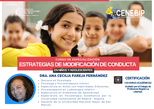 CURSO DE ESPECIALIZACIÓN: ESTRATEGIAS DE MODIFICACIÓN DE CONDUCTA EN NIÑOS Y ADOLESCENTES