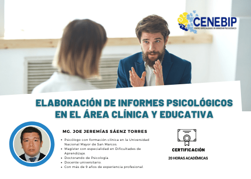 TALLER: «ELABORACIÓN DE INFORMES PSICOLÓGICOS EN EL ÁREA CLÍNICA Y EDUCATIVA»